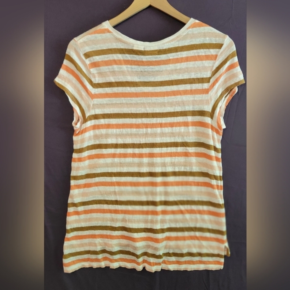 C&C California Linen Orange and White Stripe Fitted Short Sleeve T-Shirt. Size L - Picture 3 of 5